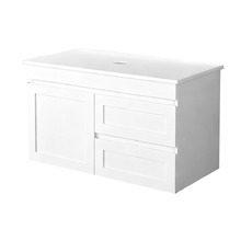 Stefania 900mm Matte White Wall Hung Single Vanity with Stone Countertop